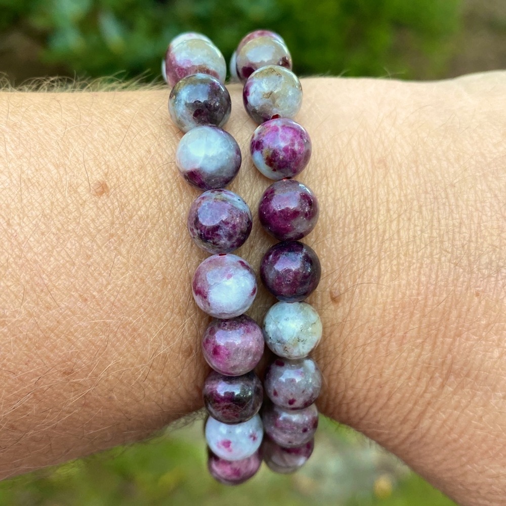 TOURMALINE GEMSTONE BEAD BRACELET handcrafted, stretchy, quality grade stones